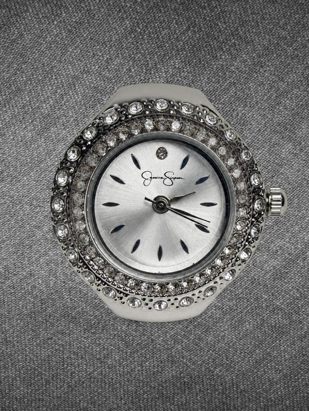 Jessica Simpson Silver Rhinestone Ring Watch NWT